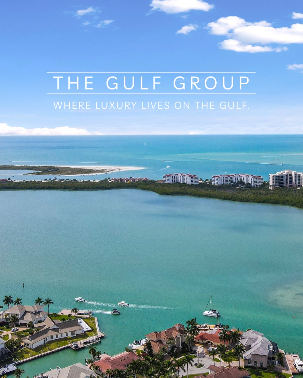 Aerial view of Marco Island's protected waterways and Gulf access channels