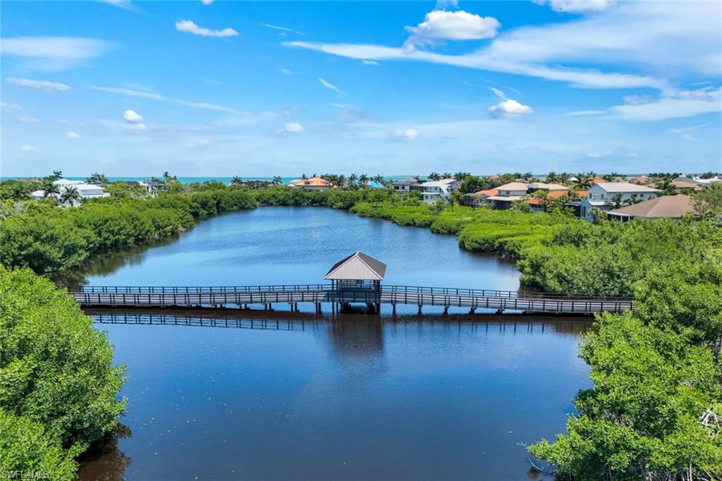 Aerial view of a mangrove waterway and boardwalk near Marco Island